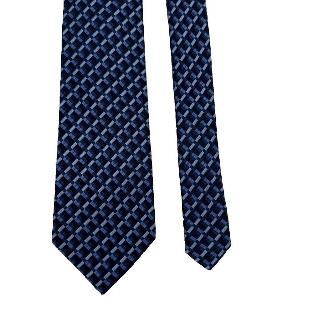 Burma Bibas Blue Gingham Check 100 % Silk Tie Men 62"L x 3 1/4 "W Designer